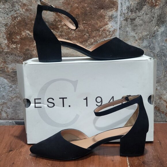 C Est 1946 Womens Ankle Strap Chunky Heel Pointed Toe Pump Dress Shoes Sz 9W - Picture 3 of 13